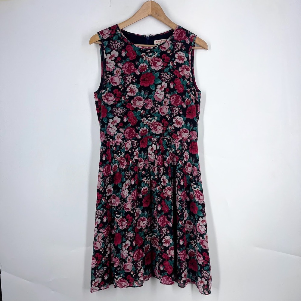 Brooks Brothers Red Fleece Floral Sleeveless Fit & Flare Dress 6 100134850-01019
